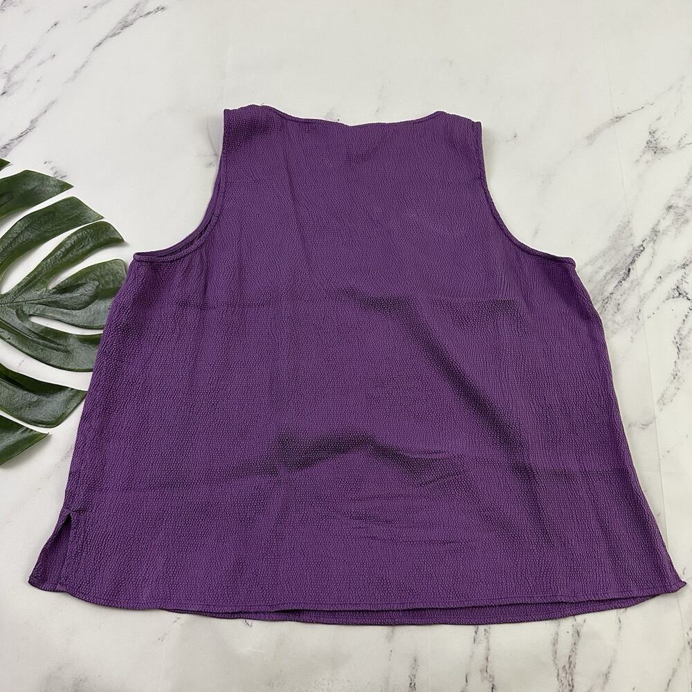 Citron Womens Shell Tank Top Size XL Purple Silk Blend Pebble Texture Scoop Neck - Picture 7 of 10